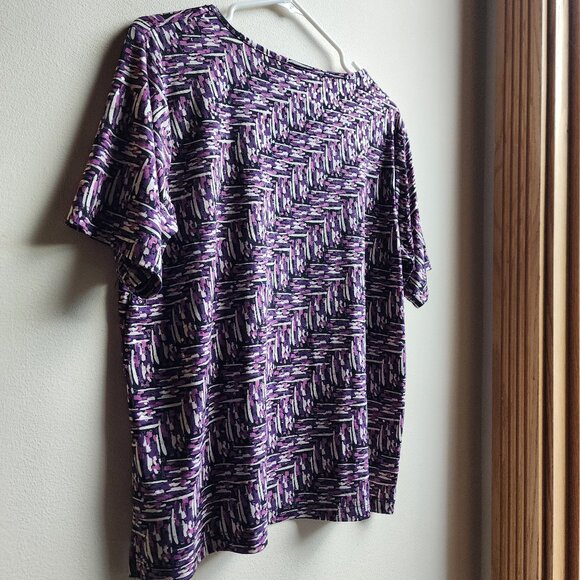 BonWorth Purple Print Scoop Neck Short Sleeve Jersey Size Large - Picture 10 of 12